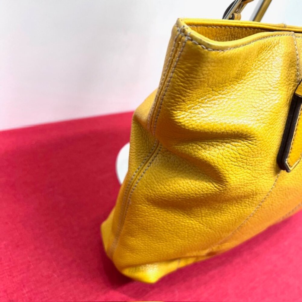 Tignanello Grain Leather Medium Yellow Shoulder Bag + FREE Silk Floral Scarf(39 - Picture 10 of 13